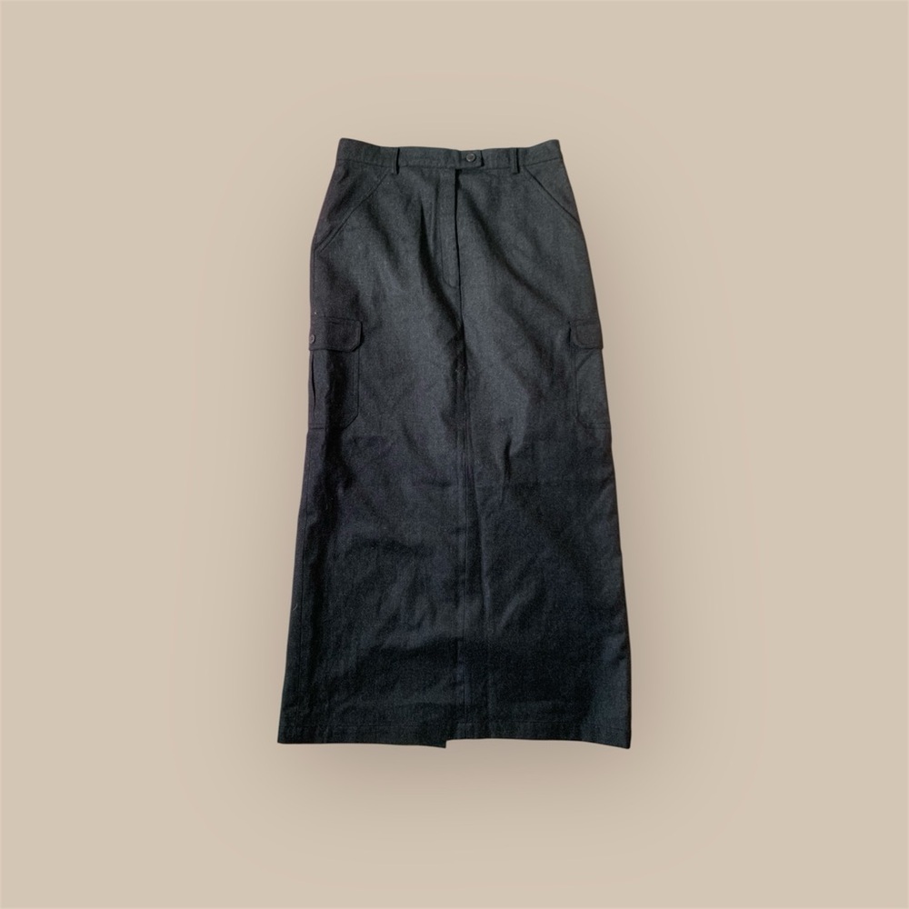 f by faconnable cargo wool dark gray Maxi Skirt with Pockets